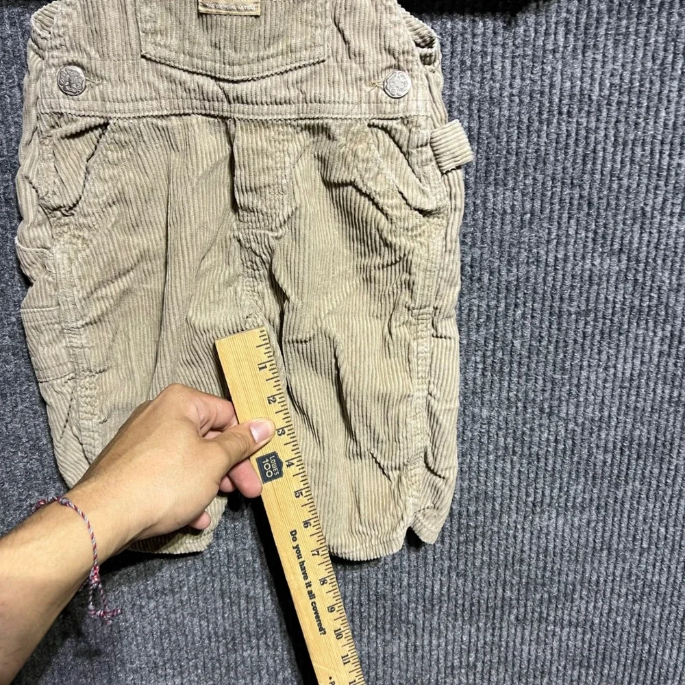 OshKosh B'gosh Corduroy Overalls Kids 12M Tan Khaki Bib Workwear Classic Cotton